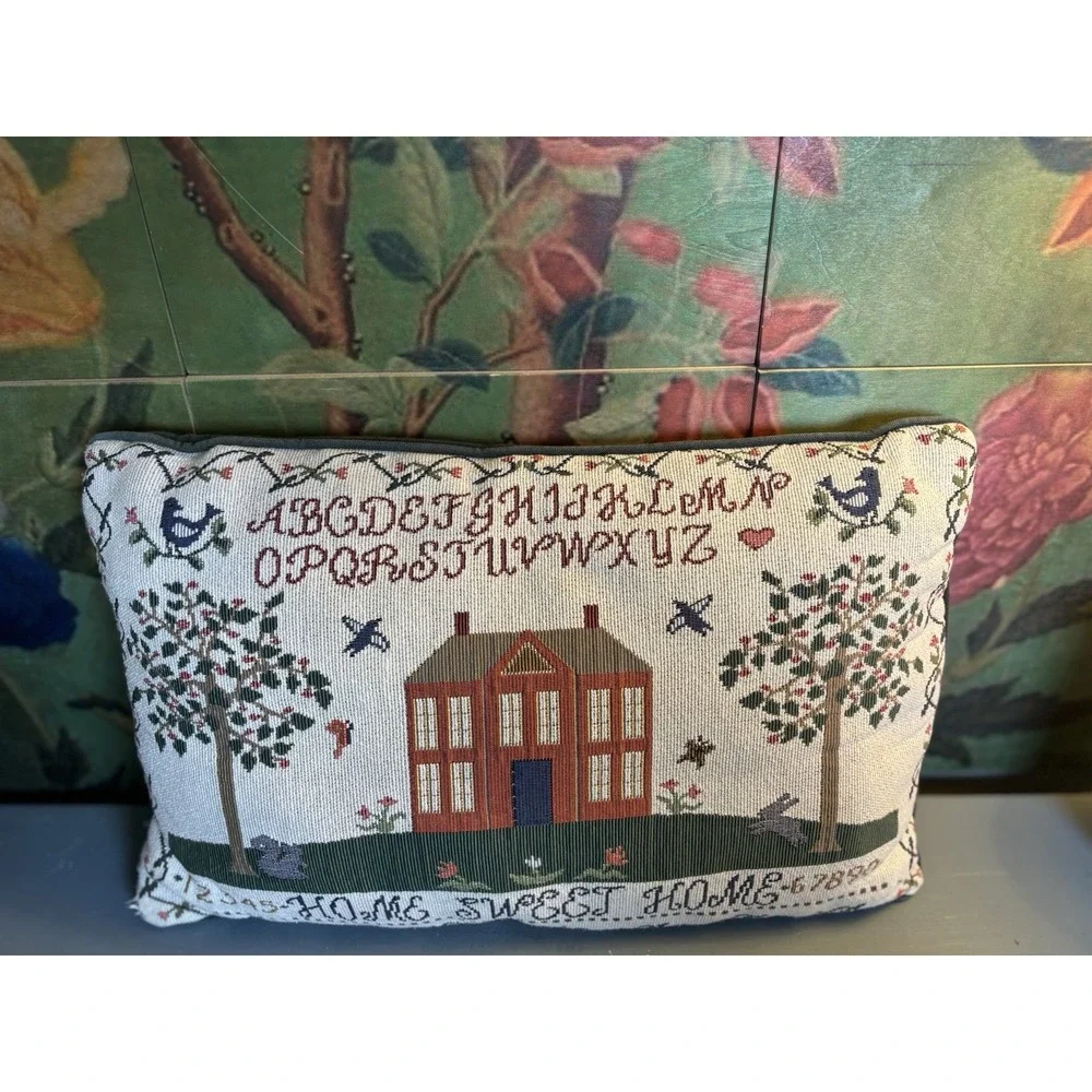 Vintage Sampler Pillow 17.5